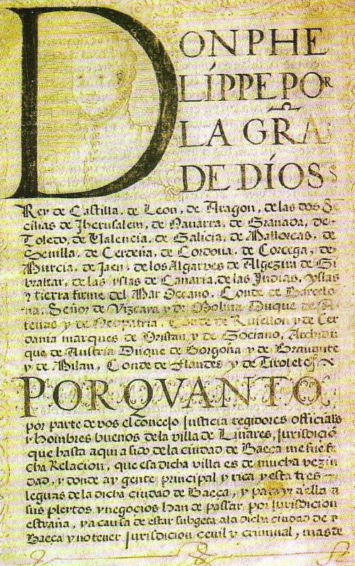 Historia de Linares - Historia de Linares. Documento por el que se le concede el ttulo de Villa