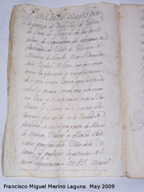 Auto de Carlos IV - Auto de Carlos IV. Don Carlos quarto por<br>
la gracia de Dios, Rey de Castilla<br>
de Leon de Aragon, de las dos Si-<br>
cilias, de Jerusalem, de Navarra, de<br>
Granada, de Toledo, de Valencia de<br>
Murcia, de J