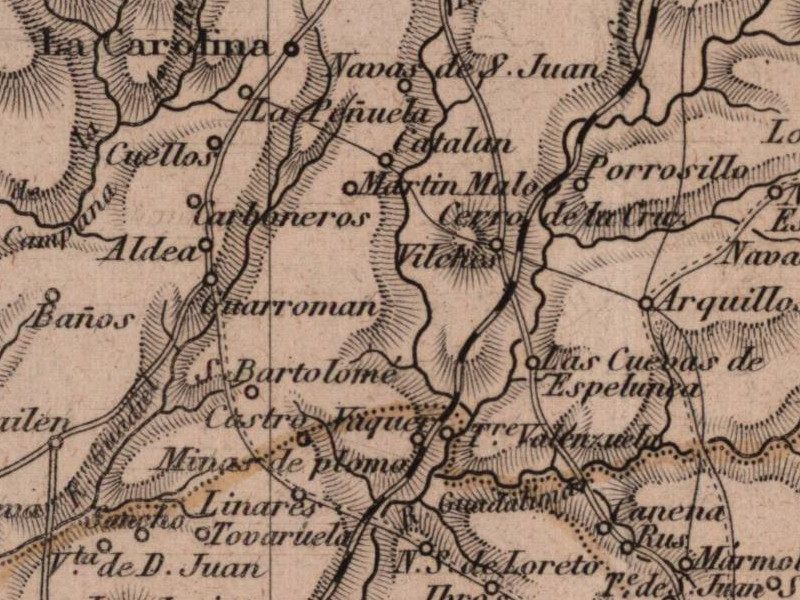 Historia de Navas de San Juan - Historia de Navas de San Juan. Mapa 1862. Mal ubicado