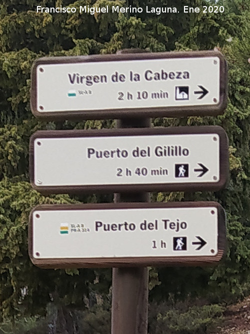 Puerto del Tejo - Puerto del Tejo. Cartel en la Casa Forestal El Sacejo