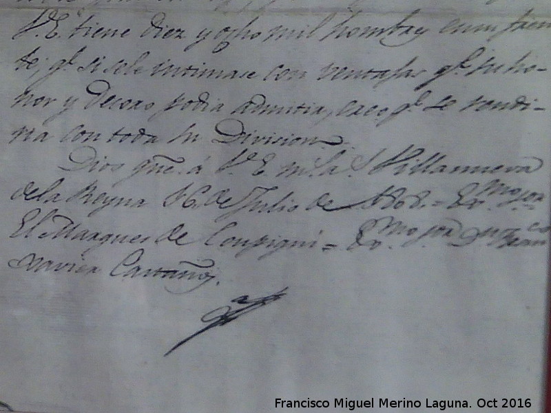 Batalla de Bailn - Batalla de Bailn. Firma del General Castaos. Casa de Postas - Villanueva de la Reina