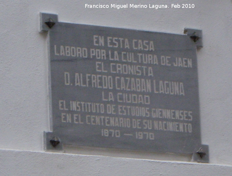 Alfredo Cazabn Laguna - Alfredo Cazabn Laguna. Placa