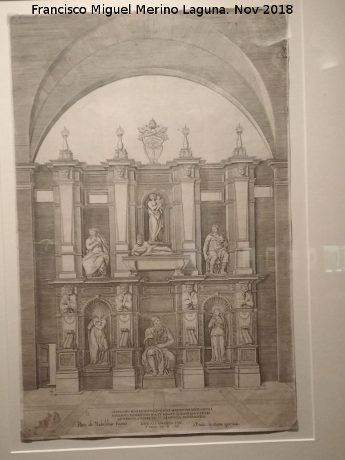 Miguel ngel - Miguel ngel. Tumba de Julio II 1554 grabado de Pietro de Nobile y Antonio Salamanca. Fundacin Rodrguez Acosta - Granada