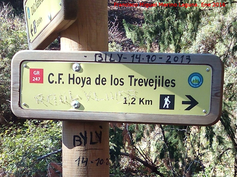 Casa Forestal de la Hoya de los Trevejites - Casa Forestal de la Hoya de los Trevejites. Cartel del sendero