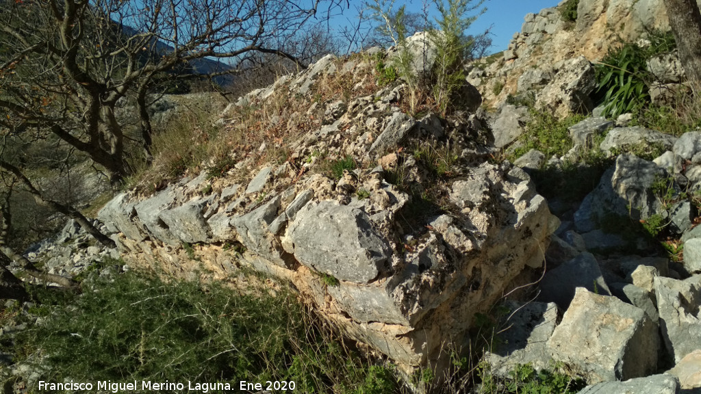 Castillo de Oti�ar. Muralla Oeste - Castillo de Oti�ar. Muralla Oeste. Lienzo ca�do