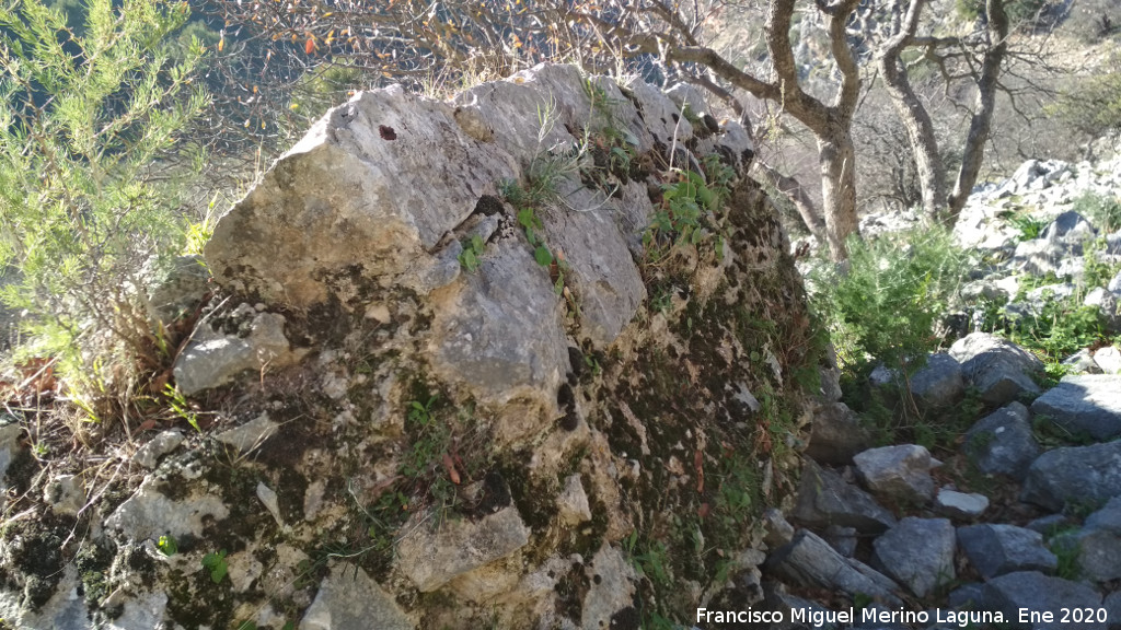 Castillo de Oti�ar. Muralla Oeste - Castillo de Oti�ar. Muralla Oeste. Lienzo ca�do