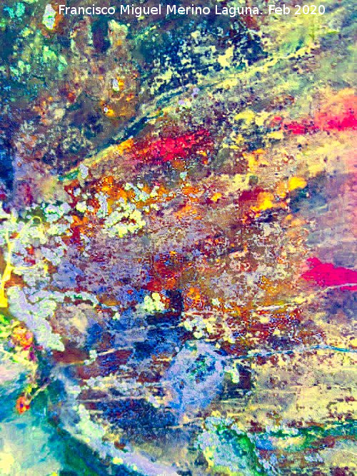 Pinturas rupestres del Abrigo del Guadal�n II - Pinturas rupestres del Abrigo del Guadal�n II. Tratada con Dstretch