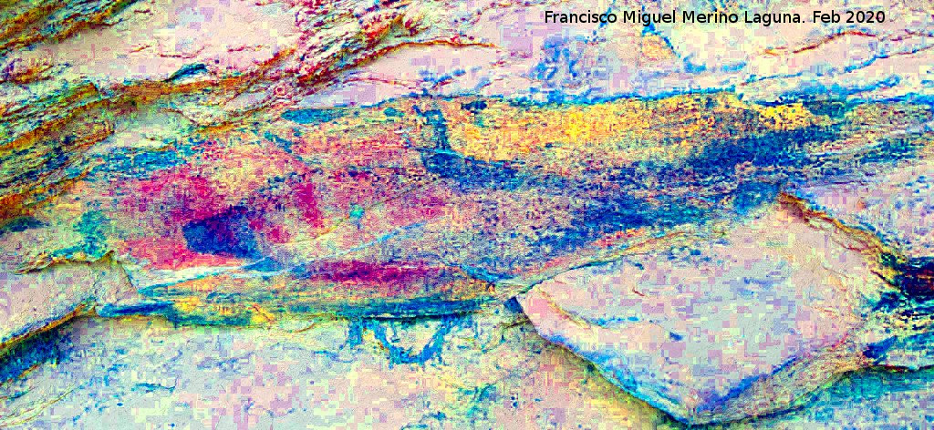 Pinturas rupestres del Abrigo del Guadal�n III - Pinturas rupestres del Abrigo del Guadal�n III. Tratada con Dstretch