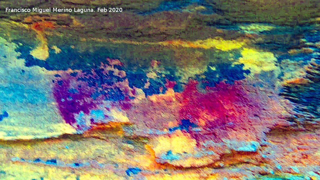 Pinturas rupestres del Abrigo del Guadal�n III - Pinturas rupestres del Abrigo del Guadal�n III. Tratada con Dstretch