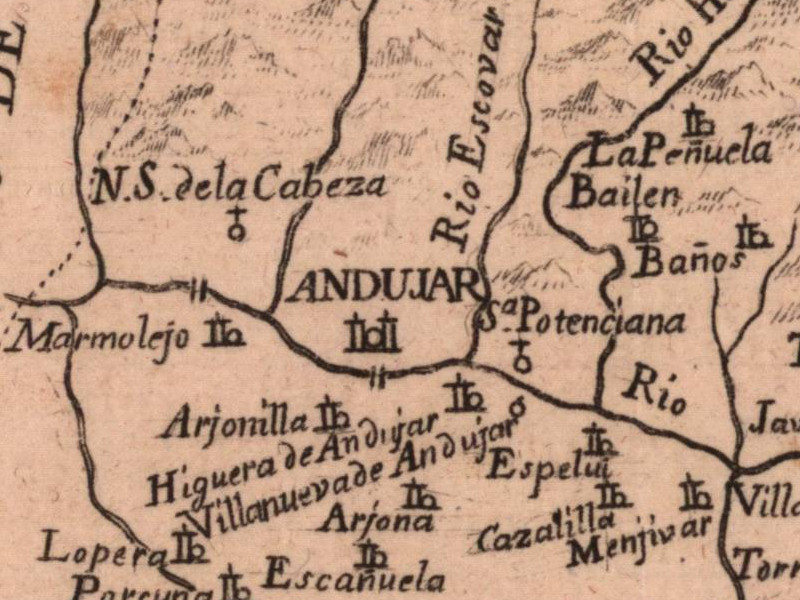 Historia de Villanueva de la Reina - Historia de Villanueva de la Reina. Mapa 1788