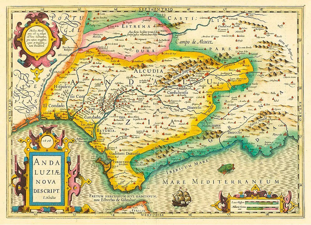 Andaluca - Andaluca. Mapa de Andaluca de 1606