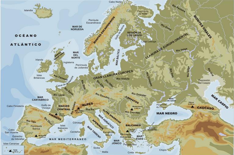 Europa - Europa. Mapa fsico