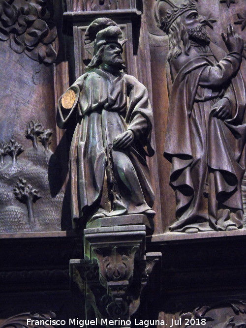 Catedral de Ja�n. Coro. Creaci�n de las plantas - Catedral de Ja�n. Coro. Creaci�n de las plantas. Figura de la derecha