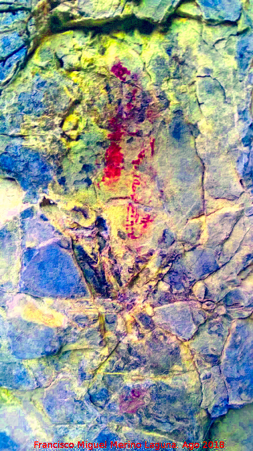 Pinturas rupestres del Abrigo de Mingo Lpez I - Pinturas rupestres del Abrigo de Mingo Lpez I. Manchas tratadas con Dstretch