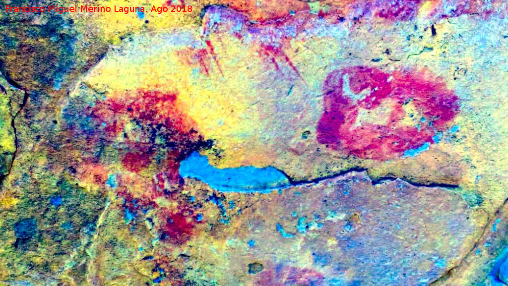 Pinturas rupestres de la Raspa de Piedra Redonda III - Pinturas rupestres de la Raspa de Piedra Redonda III. Tratada con Dstretch