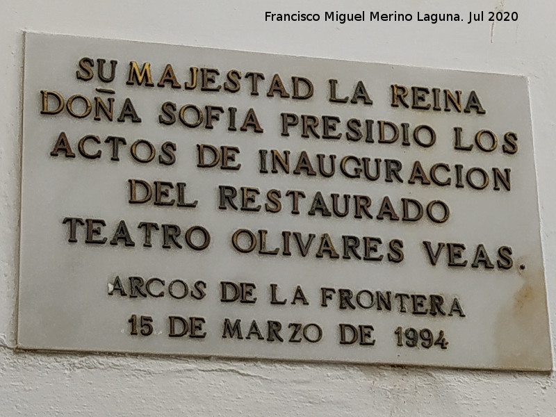 Teatro Olivares Veas - Teatro Olivares Veas. Placa