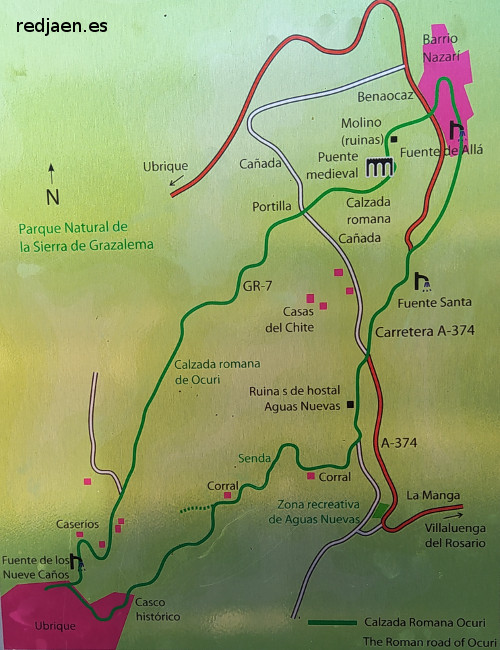 Calzada de Benaocaz a Ubrique - Calzada de Benaocaz a Ubrique. Plano del cartel