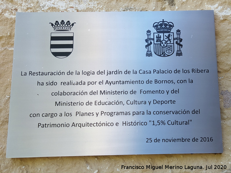 Castillo Palacio de los Ribera - Castillo Palacio de los Ribera. Placa