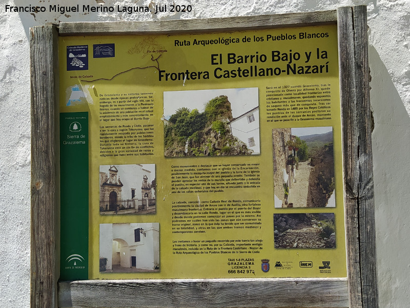 Historia de Grazalema - Historia de Grazalema. Cartel del Barrio Bajo