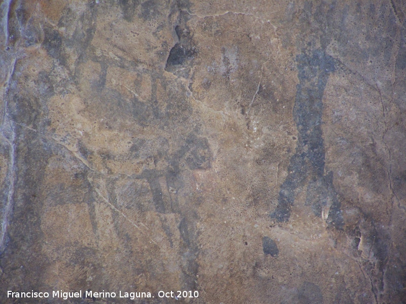 Pinturas rupestres de la Cueva del Plato grupo III - Pinturas rupestres de la Cueva del Plato grupo III. Zooformos y antropomorfo