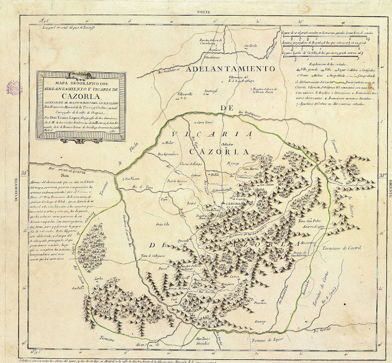 Provincia de Jan - Provincia de Jan. Mapa del Adelantamiento de Cazorla 1797