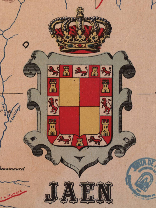 Provincia de Jan - Provincia de Jan. Escudo en un mapa 1901
