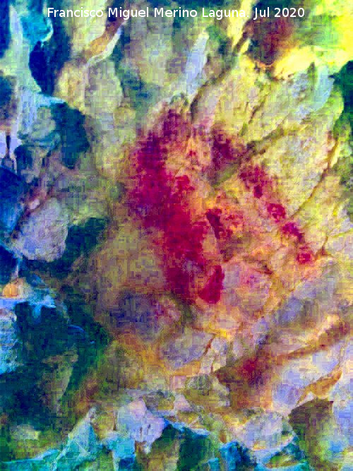 Pinturas rupestres de la Pe�a del Gorri�n IV - Pinturas rupestres de la Pe�a del Gorri�n IV. Tratada con Dstretch