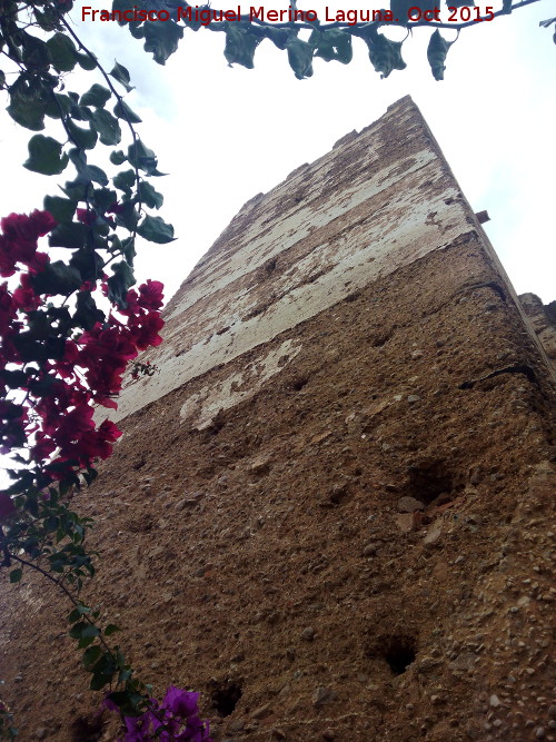 Castillo de Baos de la Encina - Castillo de Baos de la Encina. Torren con estuco original