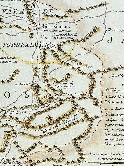 Castillo de Torre Garca - Castillo de Torre Garca. Mapa del Partido de Martos 1735