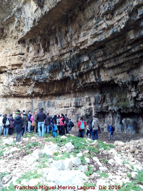 Petroglifos rupestres de El Toril - Petroglifos rupestres de El Toril. Grupo de personas para contemplar el solsticio