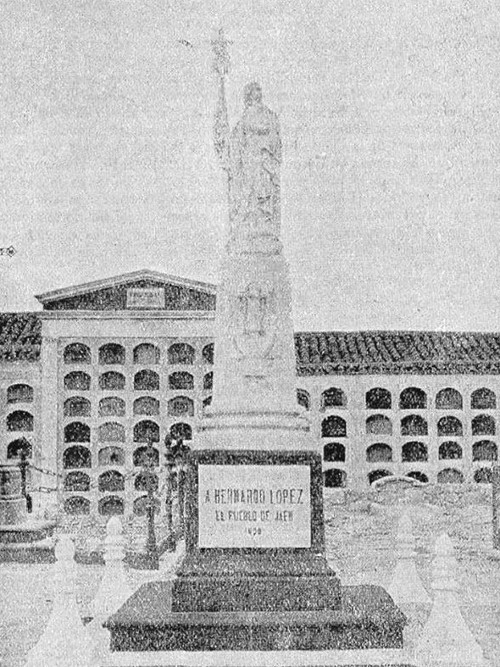 Cementerio de San Eufrasio - Cementerio de San Eufrasio. Fotografa publicada en el n 11 de la revista Don Lope de Sosa, noviembre de 1913, que muestra una perspectiva de la tumba del poeta Bernardo Lpez (Toms Cobo, 1899)