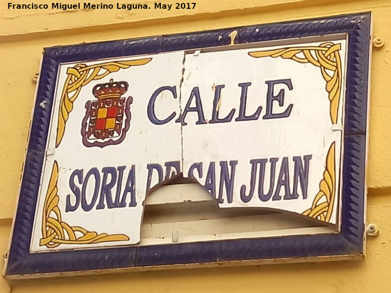 Calle Soria de San Juan - Calle Soria de San Juan. Placa