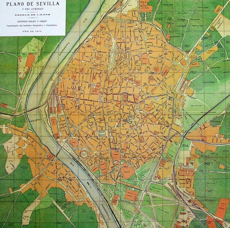 Historia de Sevilla - Historia de Sevilla. Plano de Antonio Poley Poley de 1910