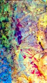 Pinturas rupestres del Abrigo de los Caones IV. Tratada con Dstretch