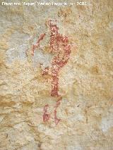 Pinturas rupestres del Abrigo debajo del de la Diosa. Antropomorfo con los brazos en asa y dos piernas
