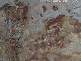 Pinturas rupestres de la Cueva de la Graja-Grupo III. Restos del antropomorfo izquierdo