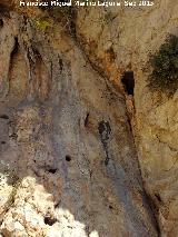 Pinturas rupestres del Abrigo Neandertal de la Serrezuela. Pared donde se encuentran las pinturas