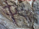 Pinturas rupestres de la Cueva de la Graja-Grupo XIV. Pareja de antropomorfos tipo phi con dos piernas