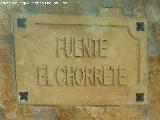 Fuente El Chorrete. Placa