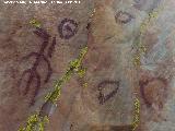Pinturas rupestres del Arroyo del Santo. Grupo I. Antropomofos izquierdos y crculos