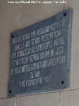 Capilla del Cristo del Rescate. Placa