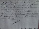 Historia de Villanueva de la Reina. Firma del General Castaos. Casa de Postas - Villanueva de la Reina