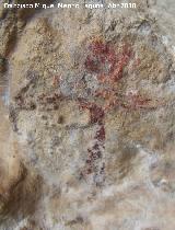 Pinturas rupestres de la Cueva de los Herreros Grupo IX. Antropomorfo cruciforme con arco de piedra