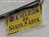 Callej�n de Santa Mar�a. Placa