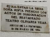 Teatro Olivares Veas. Placa
