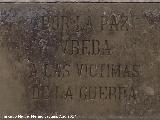 Monumento por la Paz. Inscripcin