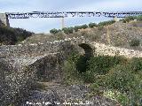 Puente medieval El Pontn. Con el Viaducto sobre el Ro Vvoras al fondo