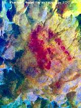 Pinturas rupestres de la Pe�a del Gorri�n IV. Tratada con Dstretch
