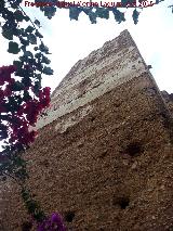 Castillo de Baos de la Encina. Torren con estuco original