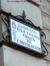 Avenida Virgen de la Consolacin. Placa